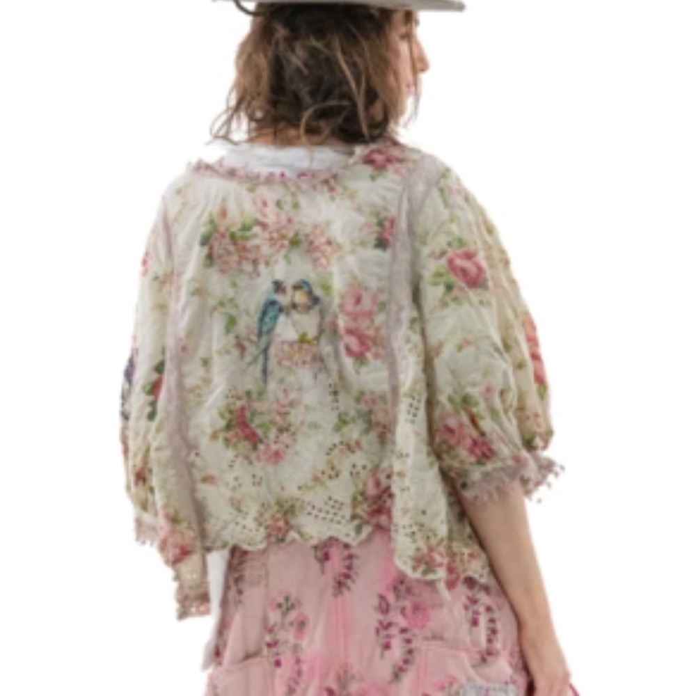 Magnolia Pearl Floral Eyelet Karlie Cropped Blouse
